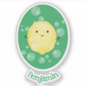 Niedliche Zitronenfrüchte Cartoon Blasen Veranscha Aufkleber (Vorderseite)