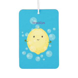 Niedliche Zitronenfrüchte Cartoon Blasen Veranscha Autolufterfrischer