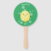 Niedliche Zitronenfrüchte Cartoon Blasen Veranscha Fächer (Vorderseite)