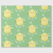 Niedliche Zitronenfrüchte Cartoon Blasen Veranscha Geschenkpapier (Flach)