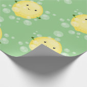 Niedliche Zitronenfrüchte Cartoon Blasen Veranscha Geschenkpapier (Ecke)