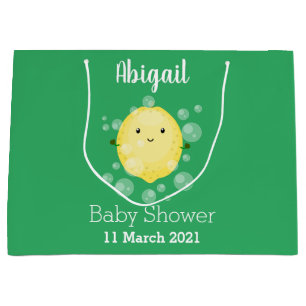 Niedliche Zitronenfrüchte Cartoon Blasen Veranscha Große Geschenktüte