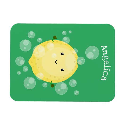 Niedliche Zitronenfrüchte Cartoon Blasen Veranscha Magnet (Horizontal)