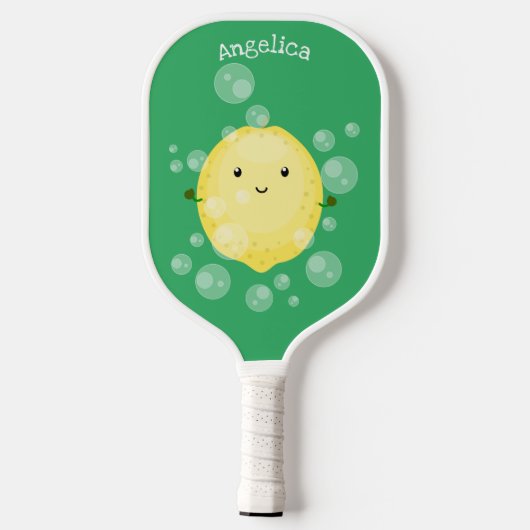 Niedliche Zitronenfrüchte Cartoon Blasen Veranscha Pickleball Schläger (Rückseite)