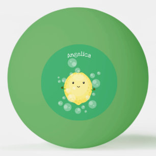Niedliche Zitronenfrüchte Cartoon Blasen Veranscha Tischtennisball
