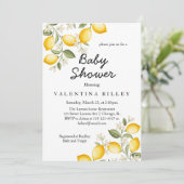 Niedliche Zitronenfrüchte Sommerdusche Einladung (Stehend Vorderseite)