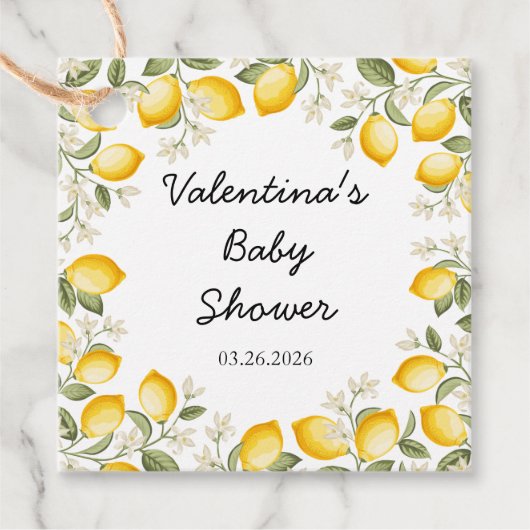 Niedliche Zitronenfrüchte Sommerdusche Geschenkanhänger (Vorderseite)