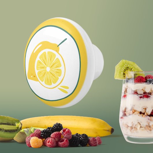 niedliche Zitronenfruchtküche Keramikknauf