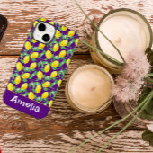 Niedliche Zitronengelbe lila Bezeichnung Case-Mate iPhone Hülle