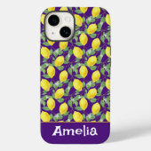 Niedliche Zitronengelbe lila Bezeichnung Case-Mate iPhone Hülle (Rückseite)
