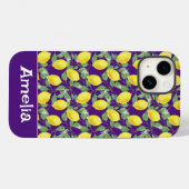 Niedliche Zitronengelbe lila Bezeichnung Case-Mate iPhone Hülle (Rückseite (Horizontal))