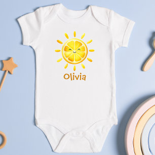 Niedliche Zitronensonne und Sonnenstrahlen Baby Strampler