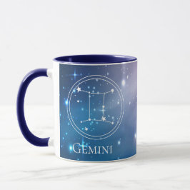 Niedliche Zodiac-Signatur GEMINI Lila Blauer Name  Tasse