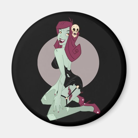 Niedliche Zombie-Button-Up-Girl Magnet (Vorne)