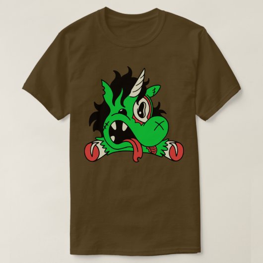 Niedliche Zombie Unicorn Funny Halloween Tiere T-Shirt (Design vorne)