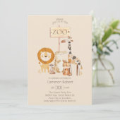 Niedliche Zootiere auf Beige Einladung (Stehend Vorderseite)