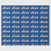 Niedliche Zootiere auf Spielzeugzug Lion Giraffe Z Geschenkpapier (Flach)