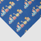 Niedliche Zootiere auf Spielzeugzug Lion Giraffe Z Seidenpapier (Ausschnitt)