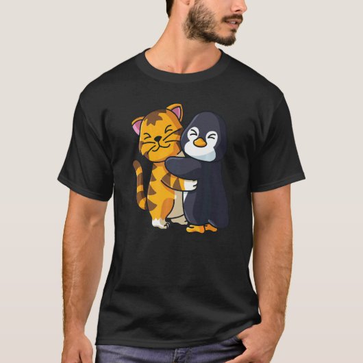 Niedliche Zootiere aus Tiger und Pinguin T-Shirt (Vorderseite)