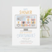 Niedliche Zootiere Computer mit virtueller Babydus Einladung (Stehend Vorderseite)