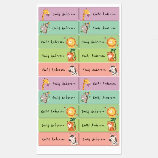 Niedliche Zootiere Schule Tagelang Etiketten (Blatt)