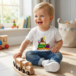 Niedliche Zootiere und Kinderspielzeug-Train Baby- Baby T-shirt