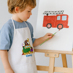 Niedliche Zootiere und Spielzeugzug Kinderschürze