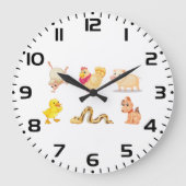 Niedliche Zuchtbetriebe und Heimtiere Große Wanduhr (Vorderseite)