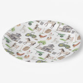 Niedliche Zuchttiere Traktoren glücklich zum Gebur Pappteller (Schrägansicht)