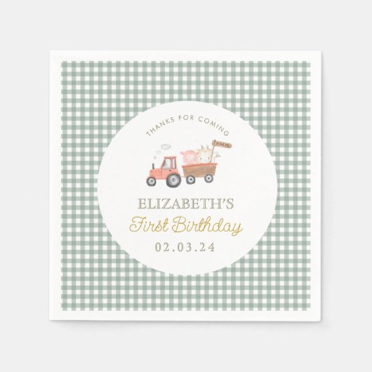 Niedliche Zuchttierzucht Barnyard Birthday Serviette (Vorderseite)