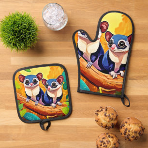Niedliche Zuckerkleider Ofenhandschuh & Topflappen-Set