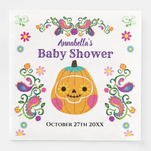 Niedliche Zuckerkürbis Halloween-Kinderdusche Serviette (Vorderseite)