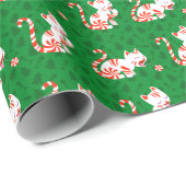 Niedliche Zuckerstange-Katze Geschenkpapier (Rolleneckpunkt)