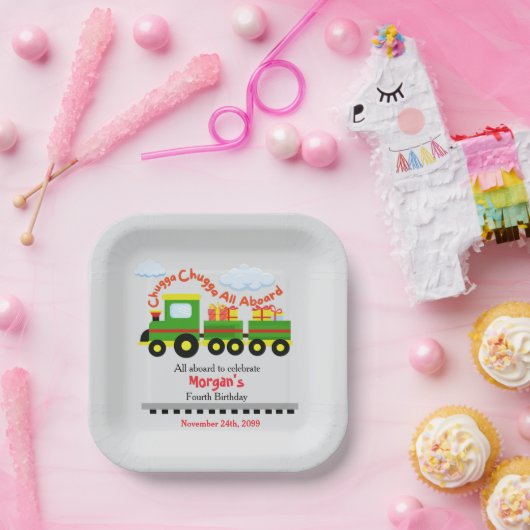 Niedliche Züge aller Altersgruppen mit Geschenken Pappteller (Party)