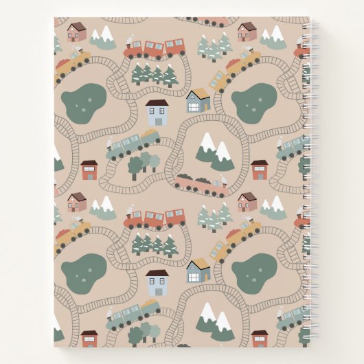 Niedliche Züge Tracks Kinderskizze Notizblock (Rückseite)