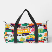 Niedliche Züge und Baummuster blau Duffle Bag (Vorderseite)