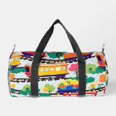 Niedliche Züge und Baummuster blau Duffle Bag (Rückseite)