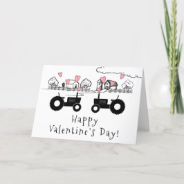 Niedliche Zugmaschinen in der LIEBE Farm Happy Val Feiertagskarte