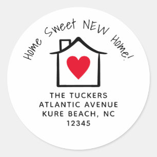 Niedliche Zuhause Sweet New Zuhause Address Label  Runder Aufkleber