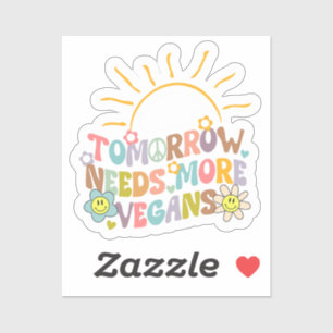 Niedliche Zukunft braucht mehr Veganer, Retro Aufkleber