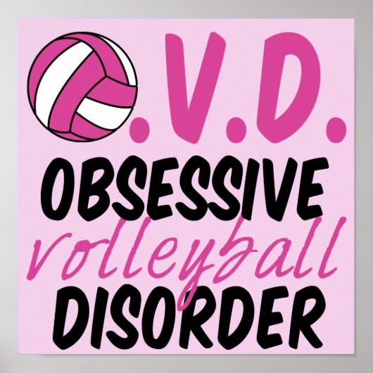 Niedliche zwanghafte Volleyballstörung Rosa Spiele Poster (Vorne)