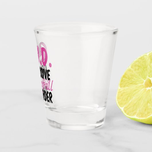 Niedliche zwanghafte Volleyballstörung Rosa Spiele Schnapsglas (Rechts)