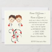 Niedliche zwei Bräutigam-homosexuelle Einladung (Rückseite)