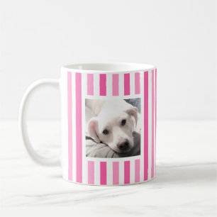 Niedliche zwei Fotos Streifen weiß und Hot Pink Kaffeetasse