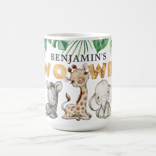 Niedliche Zwei Wild Safari Tier Geburtstag Kaffee  Kaffeetasse (Mittel)