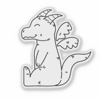 Niedliche zweidimensionale Cartoon Dragon Line Art Aufkleber