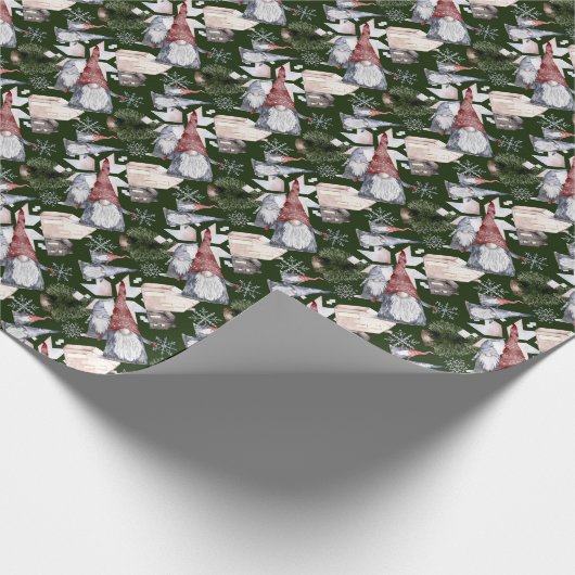 Niedliche Zwerge, Häuser, Weihnachtsbäume, Schneef Geschenkpapier (Ecke)