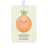 Niedliche Zwiebelgrün-Cartoon-Abbildung Autolufterfrischer (Rückseite)