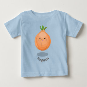 Niedliche Zwiebelgrün-Cartoon-Abbildung Baby T-shirt