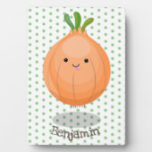 Niedliche Zwiebelgrün-Cartoon-Abbildung Fotoplatte (Vorderseite)